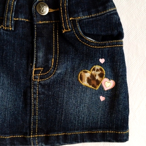 children's place heart patch denim jean skirt with modesty shorts 12 months baby - Picture 2 of 7